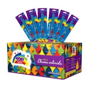 Vela Chama Colorida (Vela Vulcão): Display - Azul