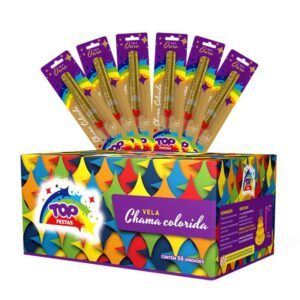 Vela Chama Colorida (Vela Vulcão): Display - Ouro
