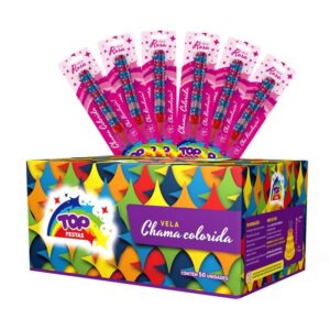Vela Chama Colorida (Vela Vulcão): Display - Revelação Rosa