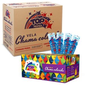 Vela Chama Colorida (Vela Vulcão): Caixa Master (Display) - Revelação Azul