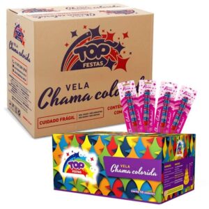 Vela Chama Colorida (Vela Vulcão): Caixa Master (Display) - Revelação Rosa