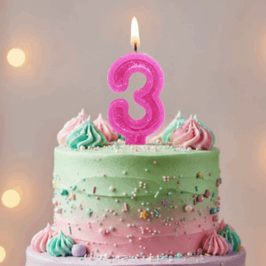 Vela Parafina Numeral nº 3 - Rosa
