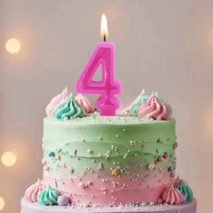 Vela Parafina Numeral nº 4 - Rosa