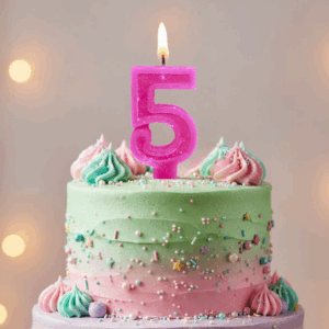 Vela Parafina Numeral nº 5 - Rosa