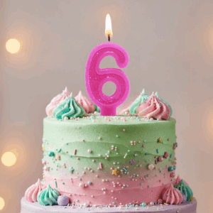 Vela Parafina Numeral nº 6 - Rosa