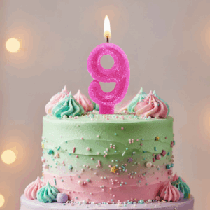 Vela Parafina Numeral nº 9 - Rosa
