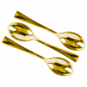 Talher Colher Sobremesa - Plástico Metalizado - Ouro