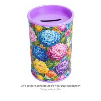 Cofrinho personalizado rosa - flores