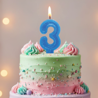 Vela Numeral Azul 3