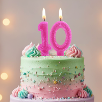 Vela Numeral Rosa 10