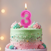 Vela Numeral Rosa 3