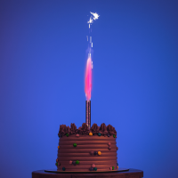 vela chama colorida rosa no bolo